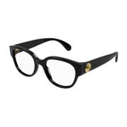 Round Acetate Frame with Button Detail Gucci , Black , Unisex