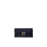 Interlocking Leren Portemonnee Gucci , Black , Dames