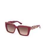 Shiny Bordeaux Zonnebril met Bruine Spiegelglazen Guess , Red , Unisex