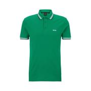 Ademende Piqué Polo met Sportieve Strepen Hugo Boss , Green , Heren