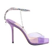 Stunning High Heel Rhinestone Sandals Jimmy Choo , Purple , Dames