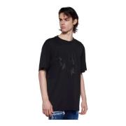 Oversized Ronde Hals T-Shirt Upgrade John Richmond , Black , Heren