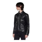 Leren Jas met Studs en Contrastlogo John Richmond , Black , Heren