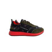 Militaire Print Leren Sneakers John Richmond , Green , Heren