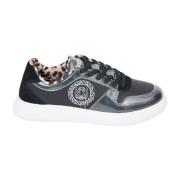 Logo Sneakers met Luipaardprint Interieur Just Cavalli , Black , Dames