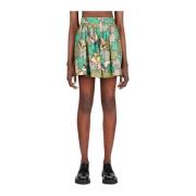 Grafische Geplooide Mini Rok Kenzo , Green , Dames