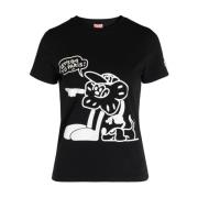 Condemt Print Katoenen T-shirt Kenzo , Black , Dames