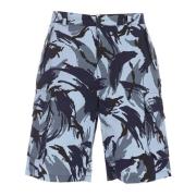 Blauwe Camouflage Cargo Shorts Kenzo , Blue , Heren