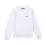 Witte Heren Sweatshirt met Geribbelde Zoom en Manchetten Lacoste , Whi...