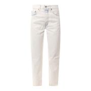 Hoge taille taps toelopende katoenen jeans Levi's , White , Dames