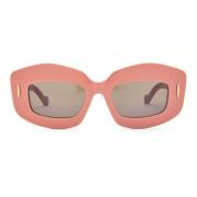 Lichtroze vierkante zonnebril Loewe , Pink , Dames