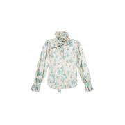 Zijden blouse met bloemenprint - Ivoor, Maat 2 Marc Jacobs , Green , D...