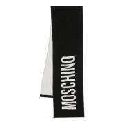 Zwarte Sjaal met Bicolor Design en Logo Moschino , Black , Heren