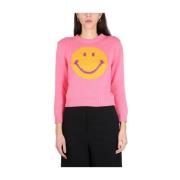 Smiley Patroon Trui Moschino , Pink , Dames