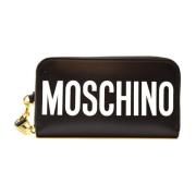 Stijlvolle leren portemonnee voor modebewuste vrouwen Moschino , Black...