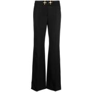 Zwarte Wijde Wollen Broek Moschino , Black , Dames