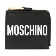 Leren Logo Portemonnee Moschino , Black , Dames