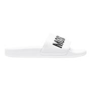 Witte Ergonomische Zwembadsandalen met Logo Detail Moschino , White , ...