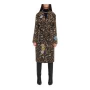 Luipaardprint Maxi Jas Moschino , Brown , Dames