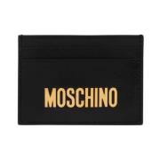 Leren kaarthouder Moschino , Black , Heren