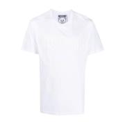 Logo-Print Katoenen T-Shirt Moschino , White , Heren