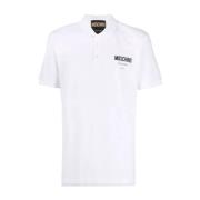 Polo Shirt met bedrukt logo Moschino , White , Heren