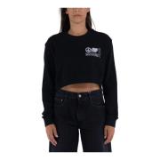 Crop Sweatshirt Moschino , Black , Dames