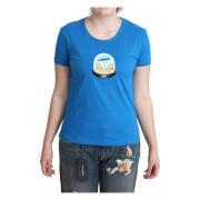 Blauw Bedrukt Katoenen Korte Mouwen T-shirt Moschino , Blue , Dames