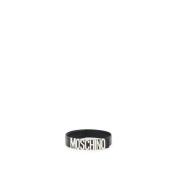 Leren Riem met Logo Gesp Moschino , Black , Heren