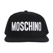 Zwarte Cap met Logo Borduursel Moschino , Black , Heren