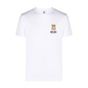 Logo-Print Wit T-Shirt en Polo Moschino , White , Heren