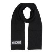 Effene Cashmere Sjaal met Logo Moschino , Black , Heren