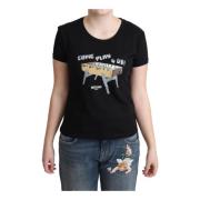 Speelse Print Basic Tee Moschino , Black , Dames