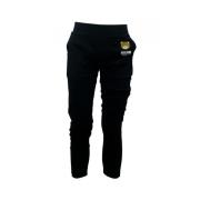 Zwarte broek van katoenmix met elastische tailleband en logo detail Mo...
