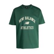 Athletics Groene Crewneck T-shirt New Balance , Green , Heren