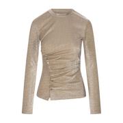 Gouden Lurex Gedrapeerde Blouse Paco Rabanne , Beige , Dames