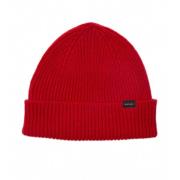 Rode Geribbelde Kasjmiermix Beanie Paul Smith , Red , Heren