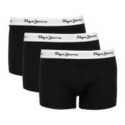 3-Pack Zwarte Boxershorts met Merk Tailleband Pepe Jeans , Black , Her...