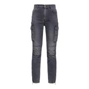 Grijze Skinny-Fit Cargo Jeans Pinko , Gray , Dames