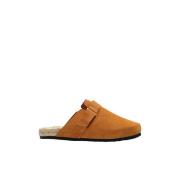 Leren Clog Slides met Gespband Manebí , Brown , Dames