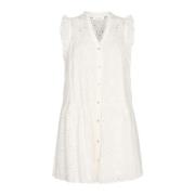 Anglaise Zomerjurk met Ruchedetails Co'Couture , White , Dames