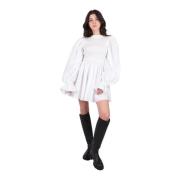 Volume poplin mouwen mix stofjurk Patou , White , Dames