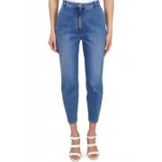 Hoge taille jeans met Amerikaanse zakken Elisabetta Franchi , Blue , D...