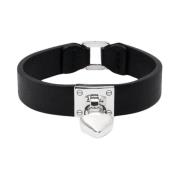 Zilveren Hart Leren Armband Ambush , Black , Dames