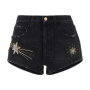 Zwarte denim shorts - Stijlvol en comfortabel Alanui , Black , Dames