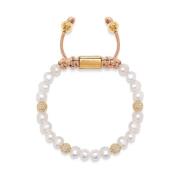 Women`s Beaded Bracelet with Pearl and Gold Nialaya , Yellow , Dames