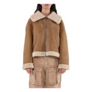 Shearling Leren Jas Salvatore Santoro , Brown , Dames