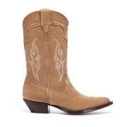 Cowboy laarzen van cognac suède met off-white borduursel Sonora , Brow...