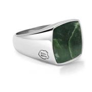 Men's Silver Signet Ring with Green Jade Nialaya , Gray , Heren