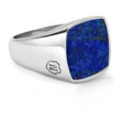 Men's Silver Signet Ring with Blue Lapis Nialaya , Gray , Heren